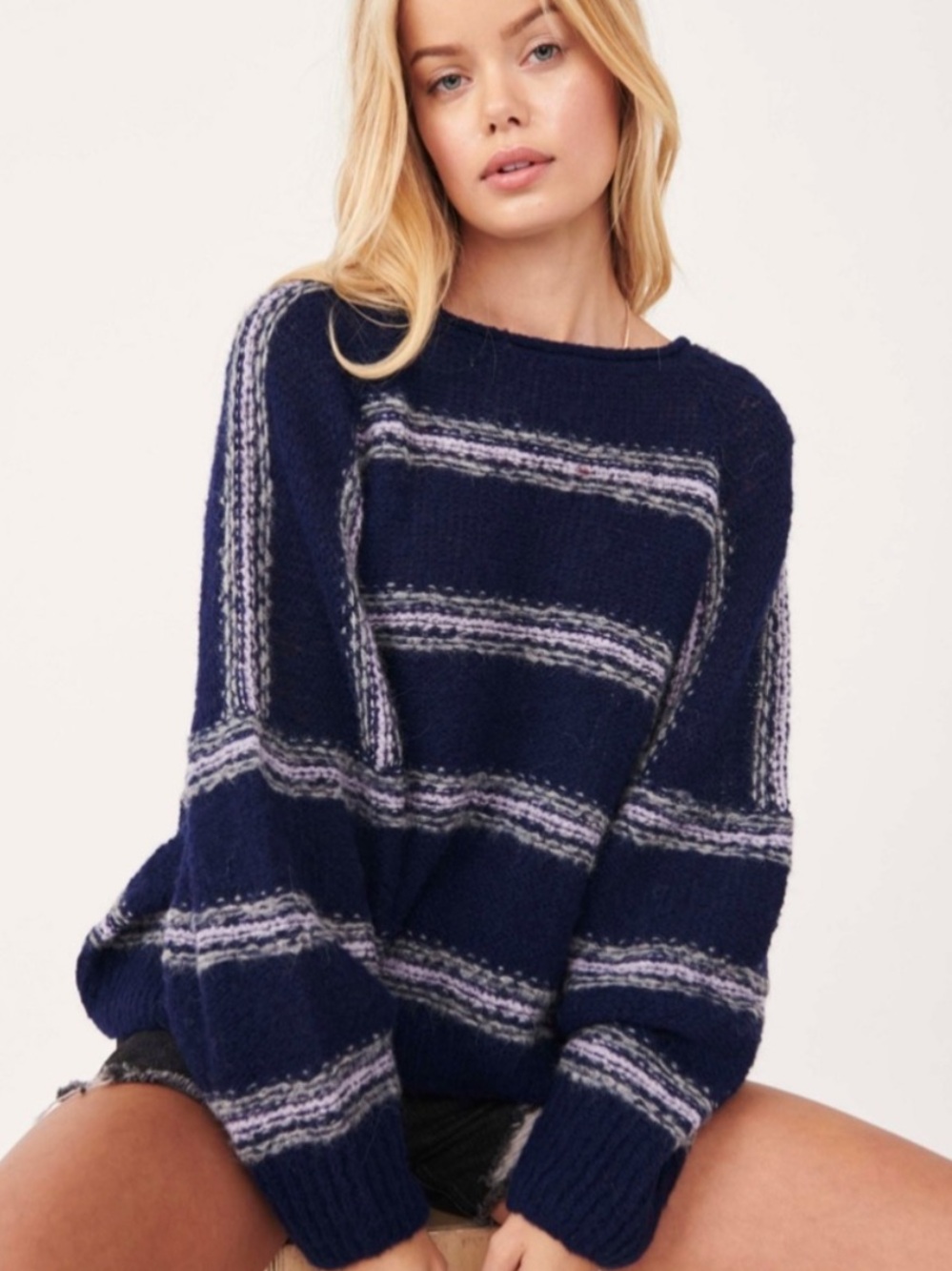 Free People Hockley Sweater Alpaca Blend Size Medium Moonlight Combo